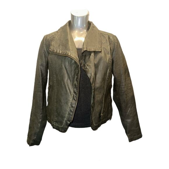 BAGATELLE Green Vegan Leather Moto Jacket Missing Size Tag - Picture 6 of 7